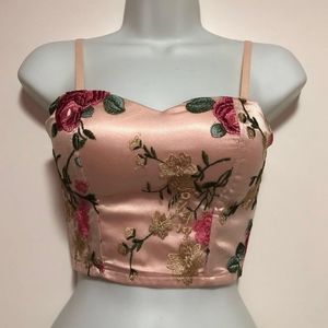 Charlotte Russe Floral Convertible Zipper Bustier Top